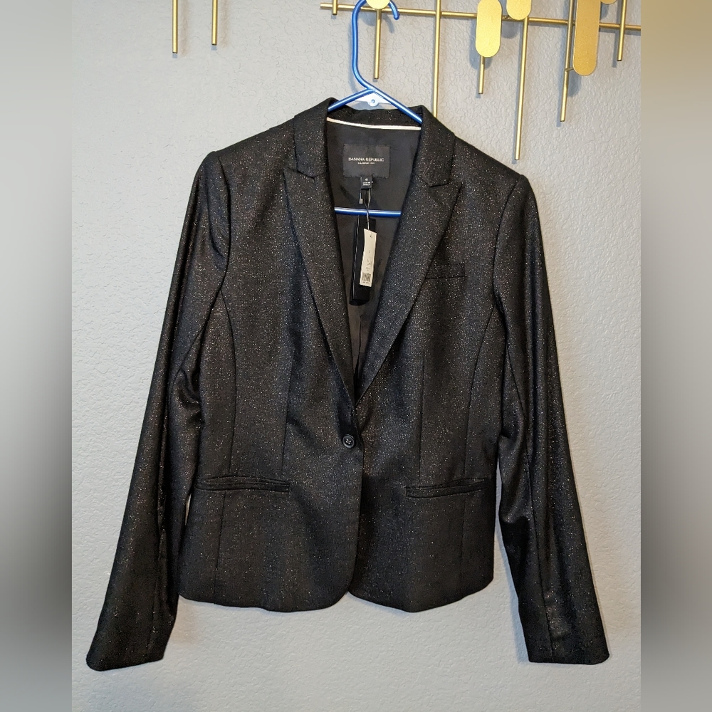 Banana Republic Black Sparkle Blazer 4 NWT